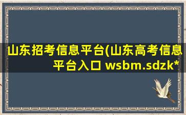 山东招考信息平台(山东高考信息平台入口 wsbm.sdzk.cn 报名完还能修改信息吗)